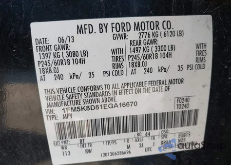 2014 Ford Explorer Xlt from USA, damaged, VIN 1FM5K8D81EGA16670